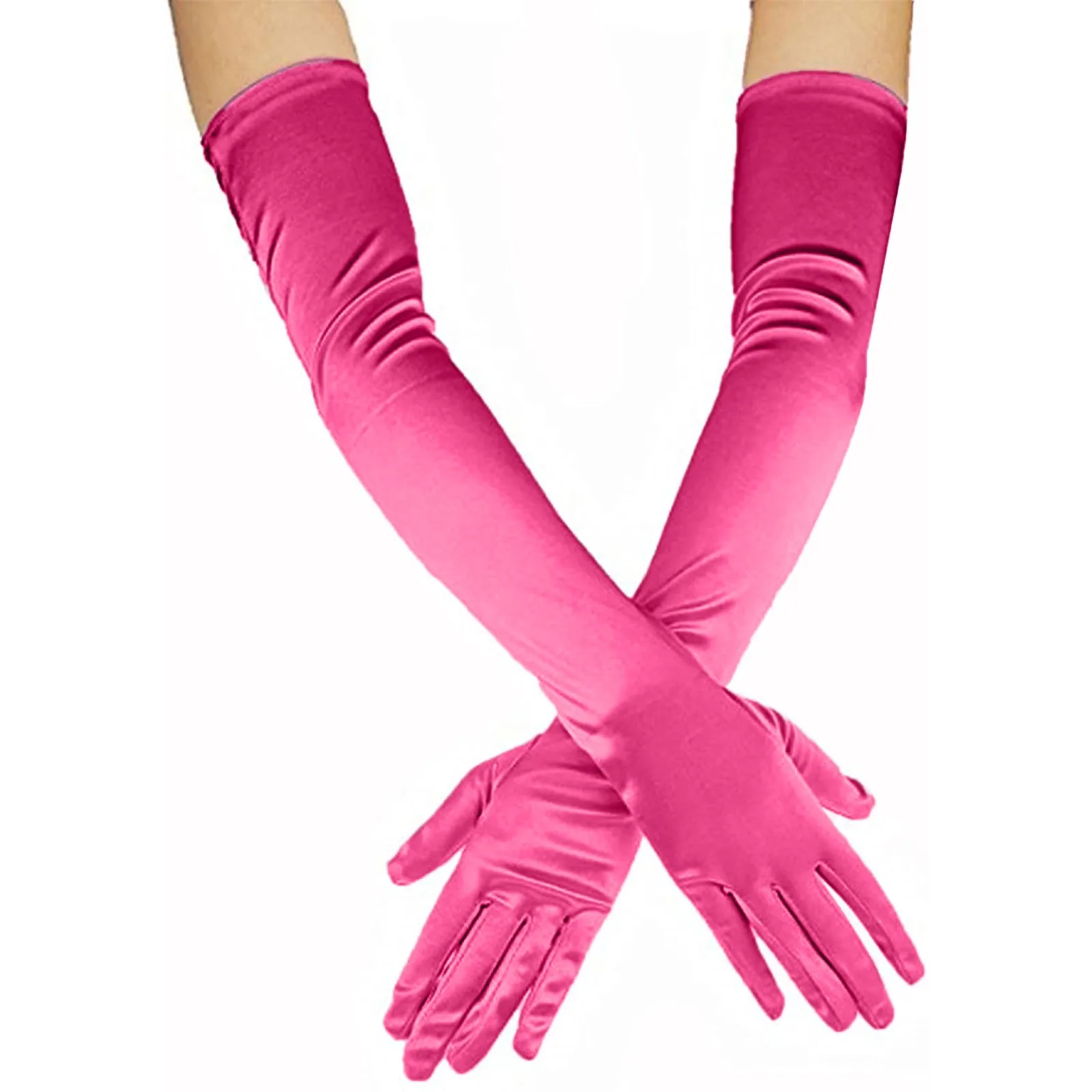 Gants Longs En Satin Pour Femme - Soirée, Opéra, Cosplay, Déguisement Halloween - Élégants Et Élastiques