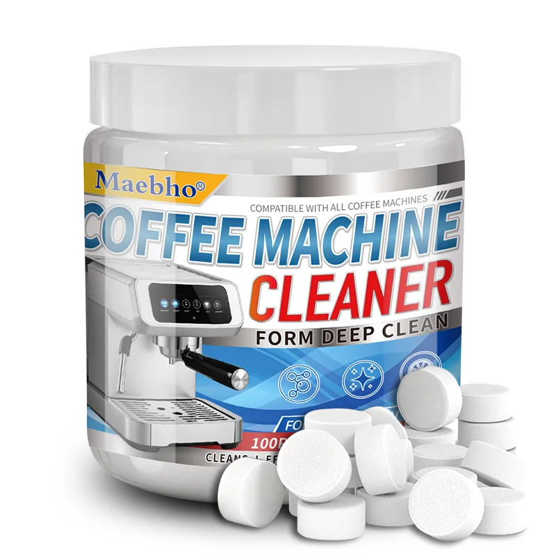 100 comprimidos de limpeza de máquina de café, agente de descalcificação de máquina de café para limpeza doméstica, limpeza de escala de máquina de café