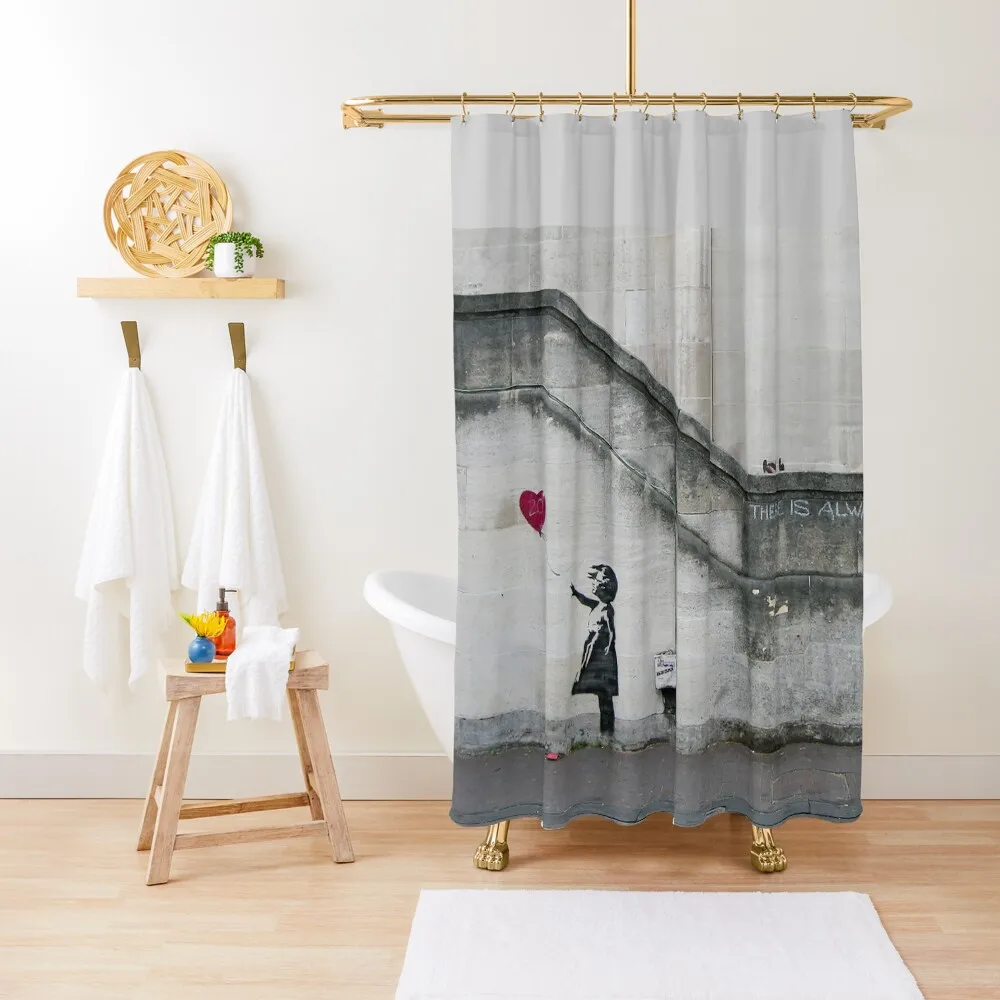 Banksy Girl with the Heart Shaped Balloon Shower Curtain Waterproof Shower Curtains Bathroom Accessories