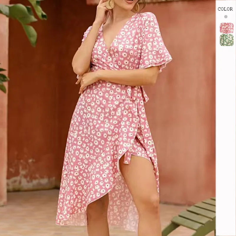 

Женское приталенное платье с V-образным вырезом и высокой талией, весна-лето 2023