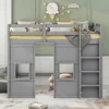 Twin Size Loft Bed with Wardrobe Storage & 2 Windows Solid Wood Frame Guardrail Modern Design High Load Capacity Easy Assembly 3