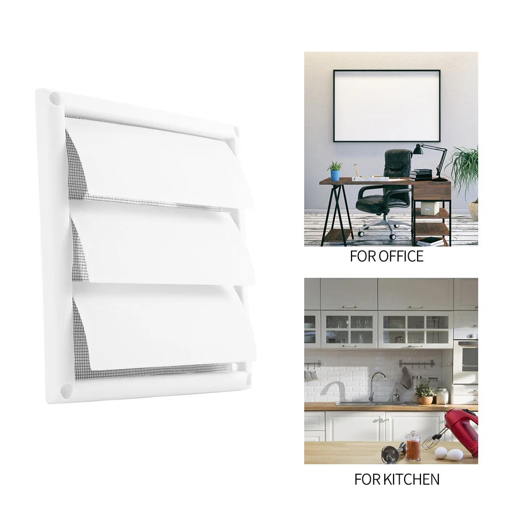 Air Vent Grille 6inch Ventilation Cover Plastic Wall Grilles Duct 200x200x40mm Heating Cooling Vents with 3 Flaps TO000093