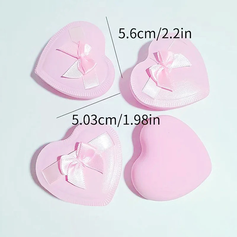 5 Stück Make-up-Puderquasten mit Herz-Schleife, die sich in trockenen und nassen Kombinationen verwendet werden kann. Zuckerwatte-Luftpolster-Puderquaste – Detail 7