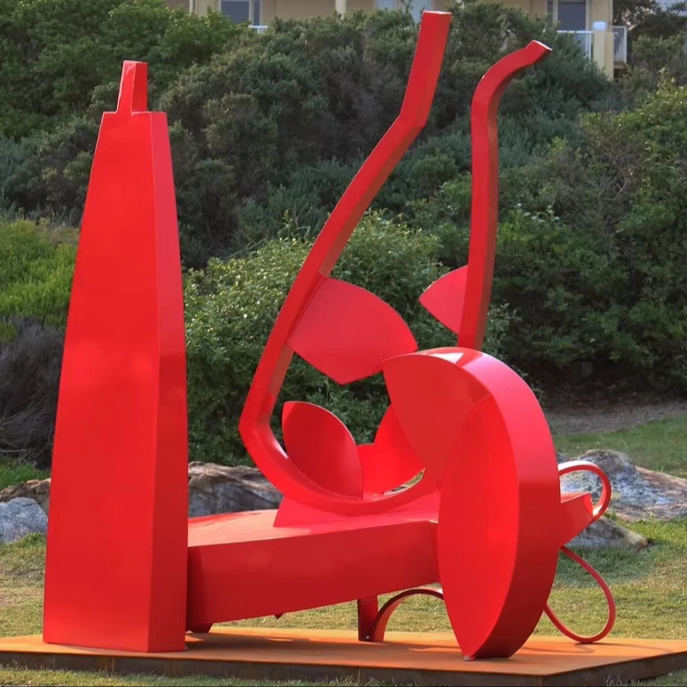 Modern Outdoor Stainless Steel Sculpture Large Painted Metal Art