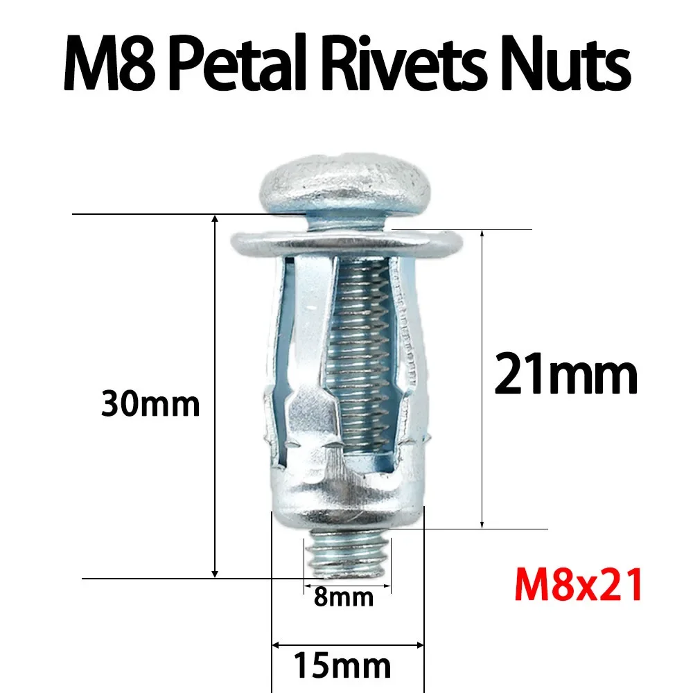 Petal Shape Metal Rivet Nut Kit Expansion ScrewNut M4 M5 M6 M8 Molly Jack Nut Rivnut License Plate Fix Panel Clamp Lock RivetNut rivet nut kit