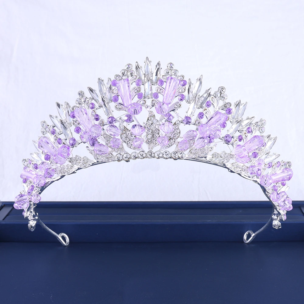 Upscale Crystal Gem Crown ornaments Stylish Noble Banquet Wedding Women's hair accessories