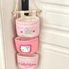 Sanrio Hello Kitty Door Storage Hanging Bag Wall Fabric Hanging Hairpin Sundries Storage Rack Layered Jewelry Organizer Box Cute 1