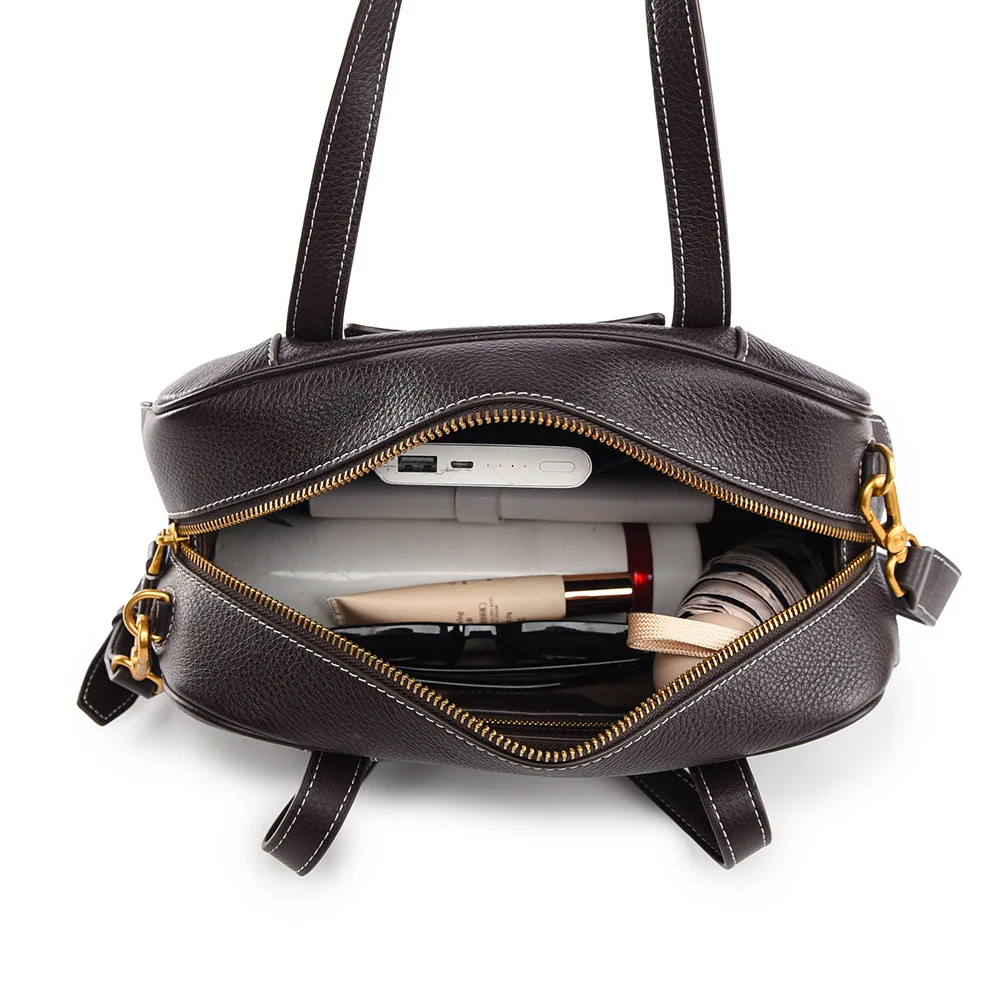 Casual Boston Bags For Women Luxury Designer Handbag And Purse 2025 New In PU Button Beaded Ornaments Top Handle Shoulder