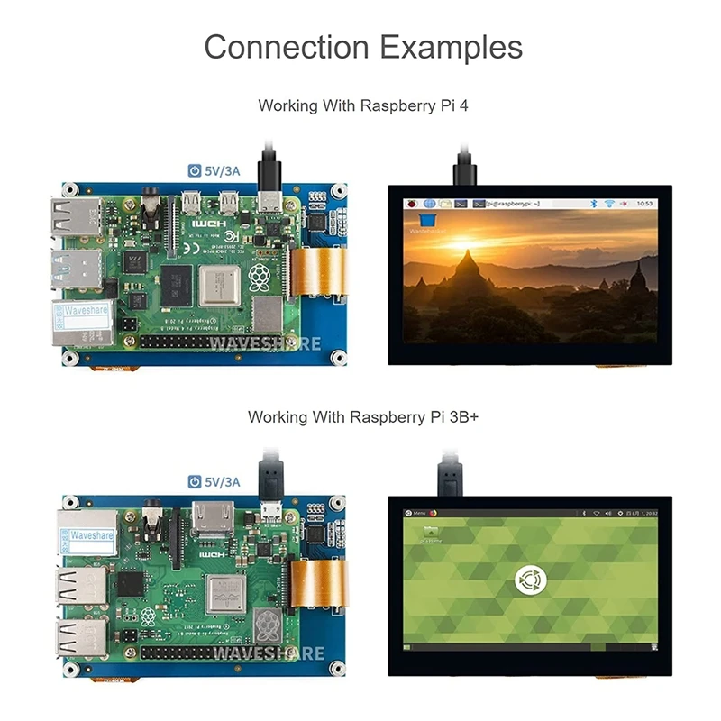 Waveshare 4.3 Inch DSI LCD Display For Raspberry Pi 4B/3B+/3A+/3B/2B/B+/A+ IPS Capacitive Touch Screen Monitor 800X4