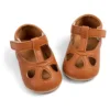 Infant Newborn Baby Solid Color PU Leather Shoes Anti-Slip Soft Sole Princess Shoes Toddler Hollow First Walking Shoes 0-18Month 6