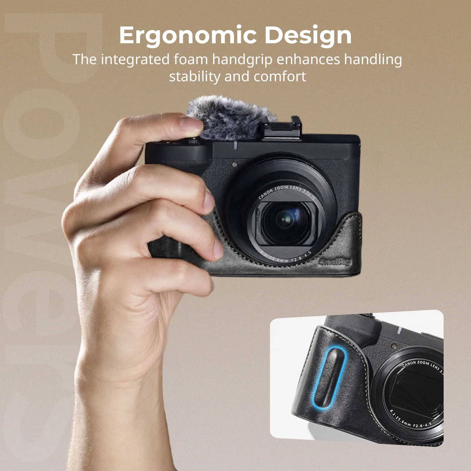 PowerShot V1 Camera Leather Case Kit for Canon PowerShot V1, with Wrist Stra & F