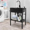Freestanding Stainless Steel Sink with Rotatable Faucet and Shelf Laundry Sink for Laundry Room Garage Kitchen Workshop 2