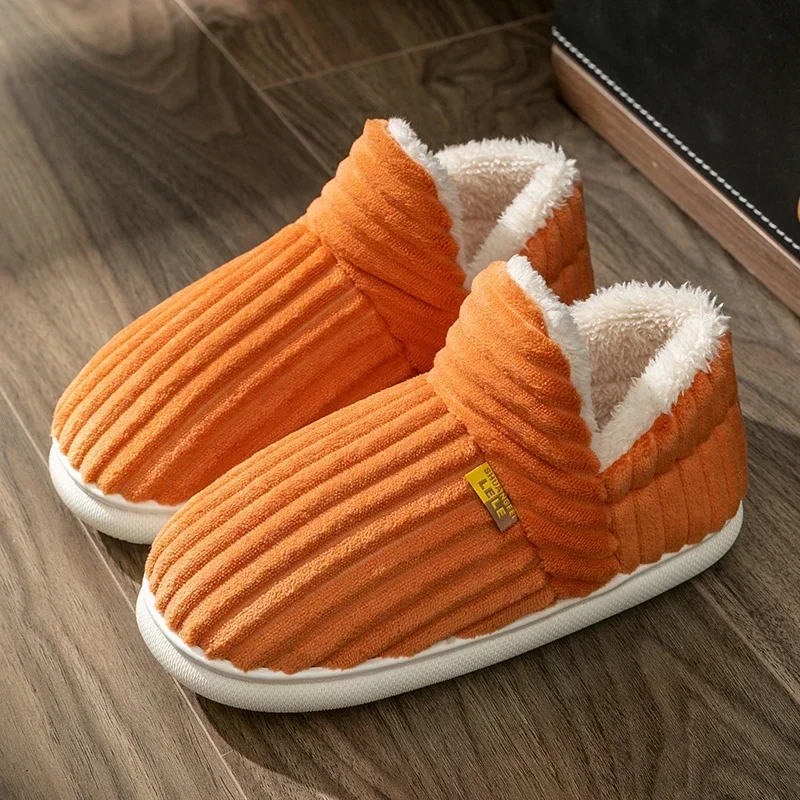 Winter Style Solid Color Plush Slippers - Non-slip Warm Home Casual Cotton Footwear