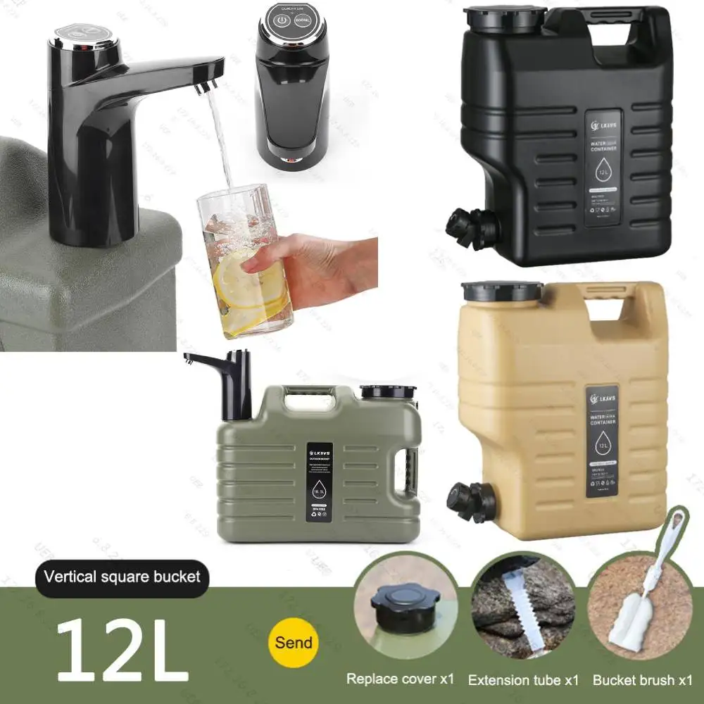12L Camping Water Container Large Capacity Outdoor Camping Water Bucket Portable Car Tank with Electric Pump water bucket