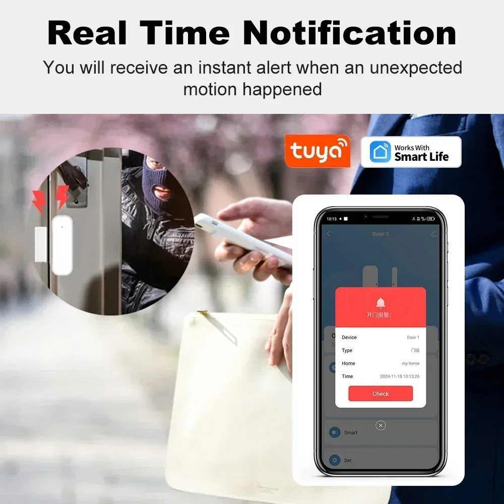 Smart Door Sensor Tuya Zigbee Door Sensor Window Entry Sensor Security Burglar Door Alarm Smart Life Magnetic Alexa Google Home smart door sensor