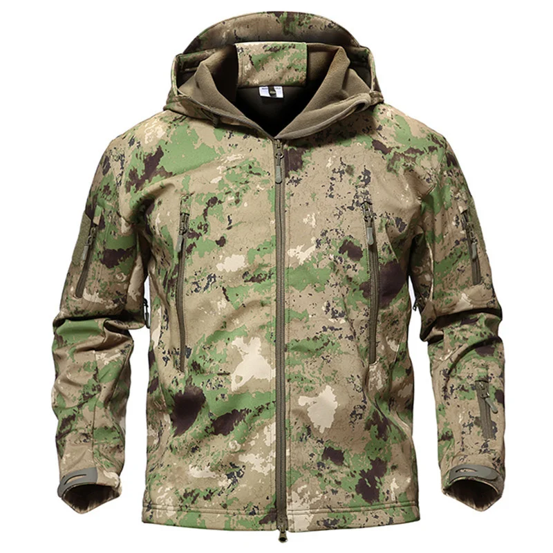 

Winter Tactical Camouflage Fleece Jacket Men Shark Skin Soft Shell Military US Army Clothing Outdoor Windproof Waterproof Coats