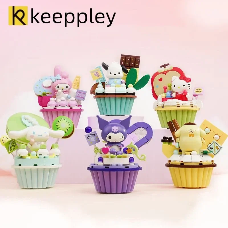 

Keeppley строительные блоки, персонажи Sanrio Hello Kitty, игрушка, модель торта, искусственные мелкие частицы, собранная девушка, рукоделие
