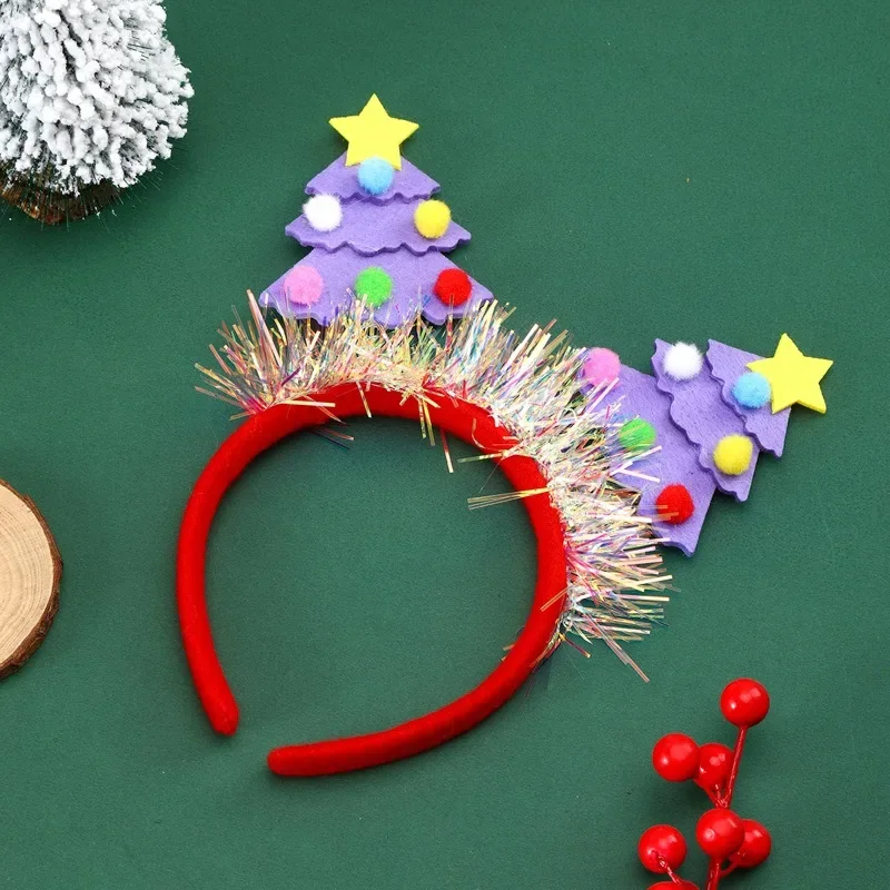 Christmas Tree Shaped Sequined Headband Colorful Xmas Tree Head Band Natal Navidad Merry Christmas Noel Gift Happy New Year