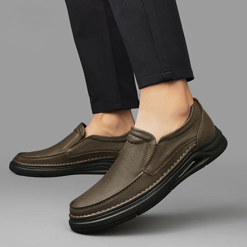 Genuine Leather Mens Business Shoes Lace-Up Mens Slip on Driving Flats Classic Men Shoes for Wedding Outdoor Men Fashion Loafers