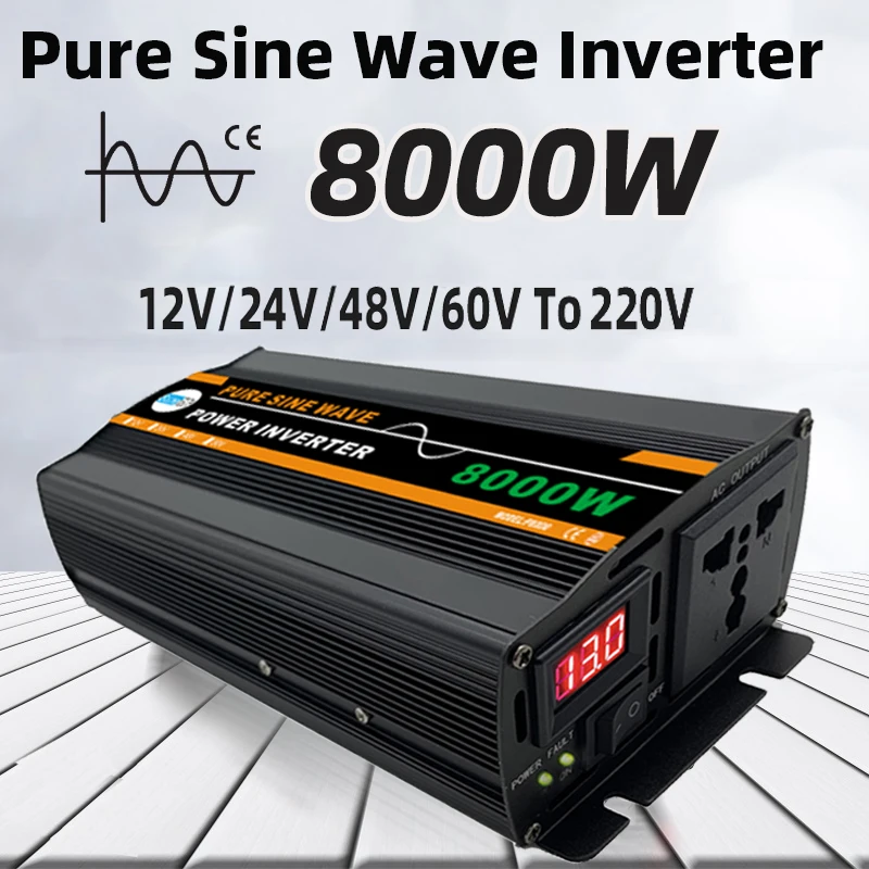 10000W/8000W Car LED Solar Power Inverter Sine Wave DC to AC Sine Wave Converter 
