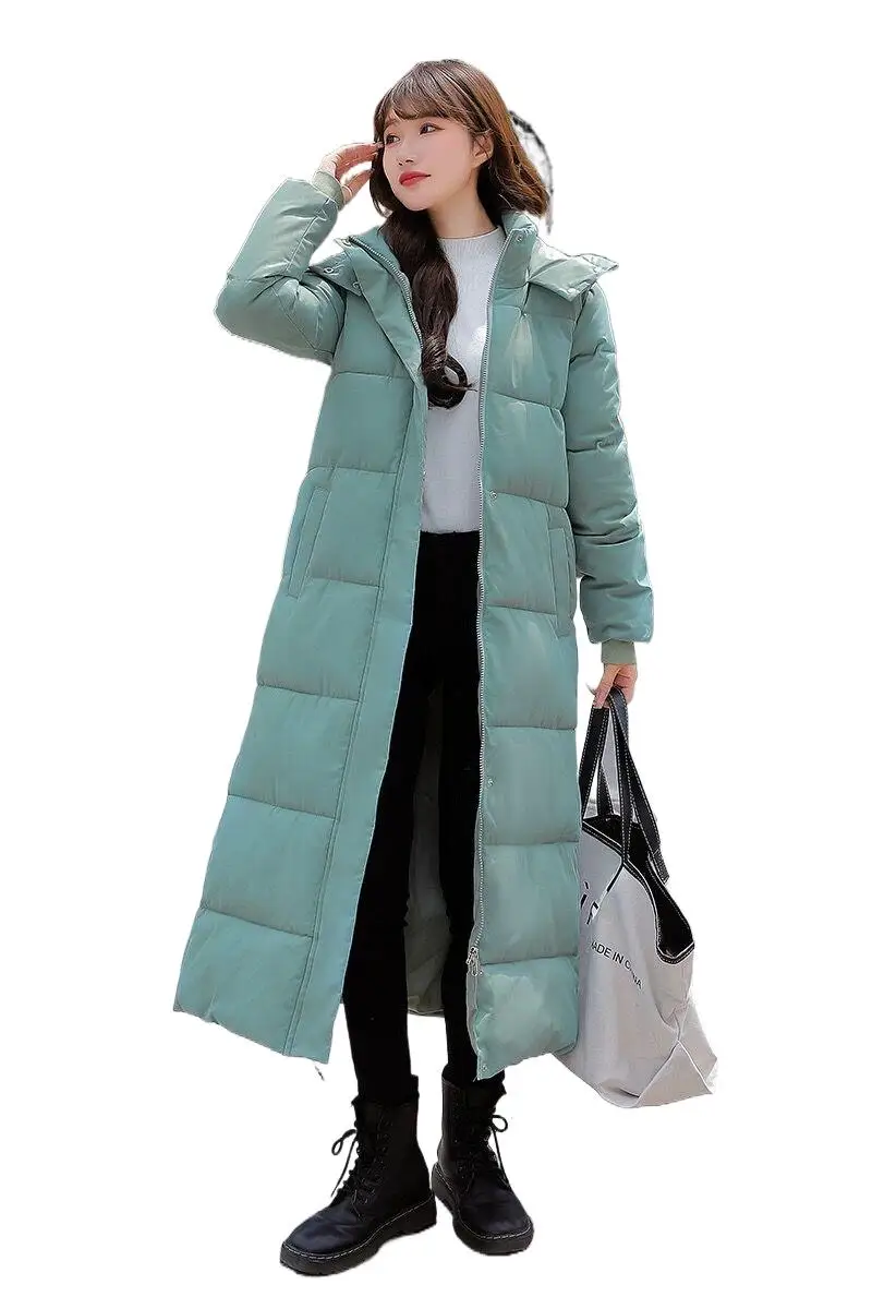 

Winter New Style 2024 Stand Collar Hooded Long Puffer Jackets High Quality Thick Simplicity Chic Street Warm Cozy Outwear