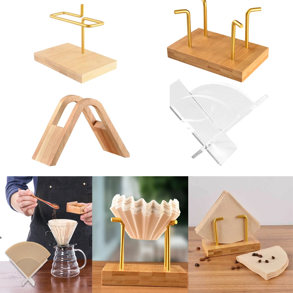 Wooden Acrylic V60 Filter Paper Rack Hand Drip Coffee Filtering Paper