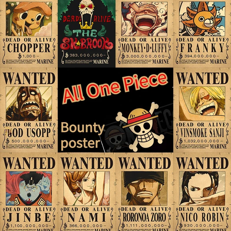

Аниме One Piece Luffy 3 Billion Bounty, постеры, детские фигурки, винтажные строительные игрушки