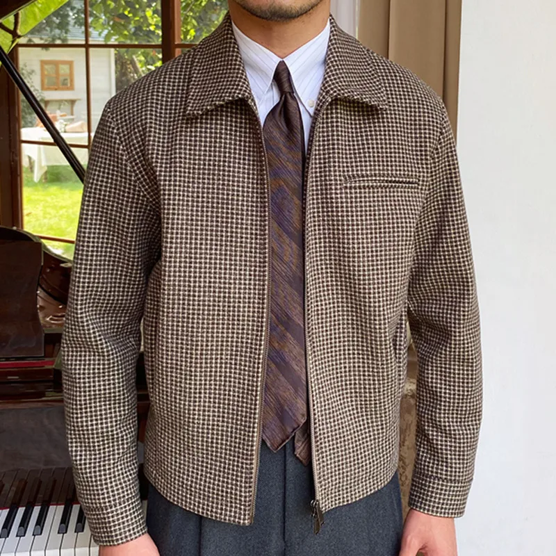 ジャケット・アウター Vintage Houndstooth pattern coat Womens Houndstooth Trench Coat: Vintage Wool Blend Long