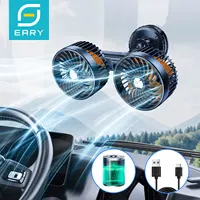 Ventilateur à double tête à ventouse pour voiture Eary 12V/24V 360 ° Rotatif avec batterie 4000mAh 3 vitesses vent universel électrique pour camion Van Suv 1