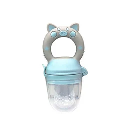 Silicone Baby Food Nibbler & Feeder for Infants - Safe Fruit and Vegetable Teething Soother (Blue M)