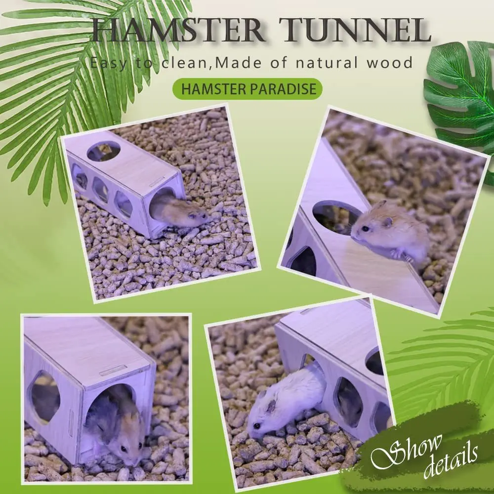 Wooden Hamster Toys Tunnel Escape Toy Hamster Hide House Multipurpose Safe Using Wooden Toys for Rabbits Golden Bear Weasels Small Pet Tunnel Hamster Cage Tunnel Hamster Toy Maze