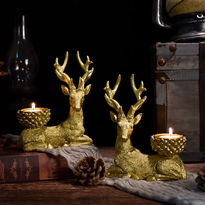 

Nordic Style Creative Elk Resin Candle Holder Model Room Home Table Romantic Candlelight Dinner Decoration