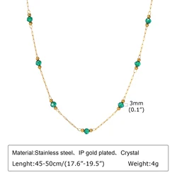 Bohemian Beaded Green and Black Faceted Necklace with Stainless Steel Chain (NC - 1752G01)