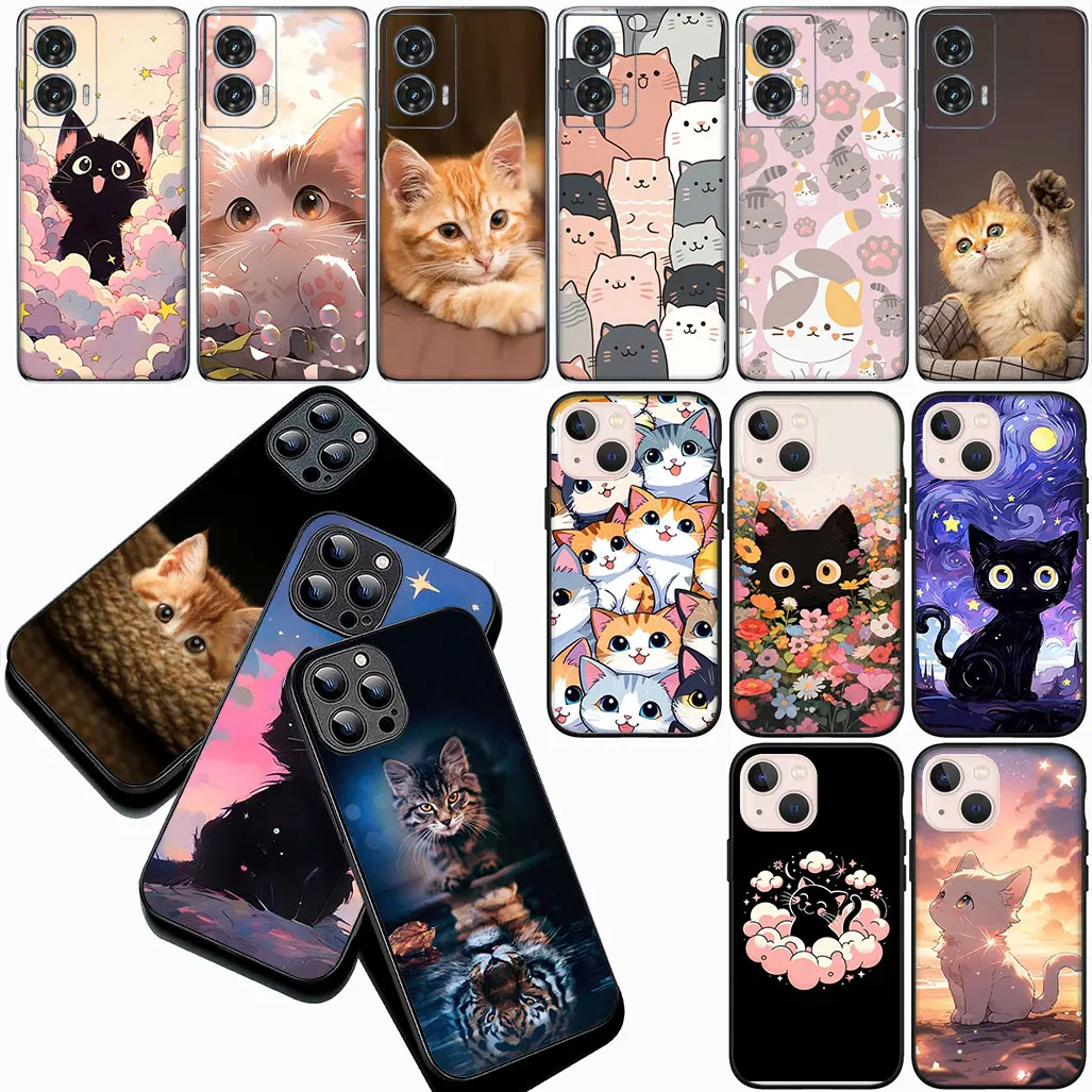Whimsical Cartoon Cat Meow Protective Phone Case
