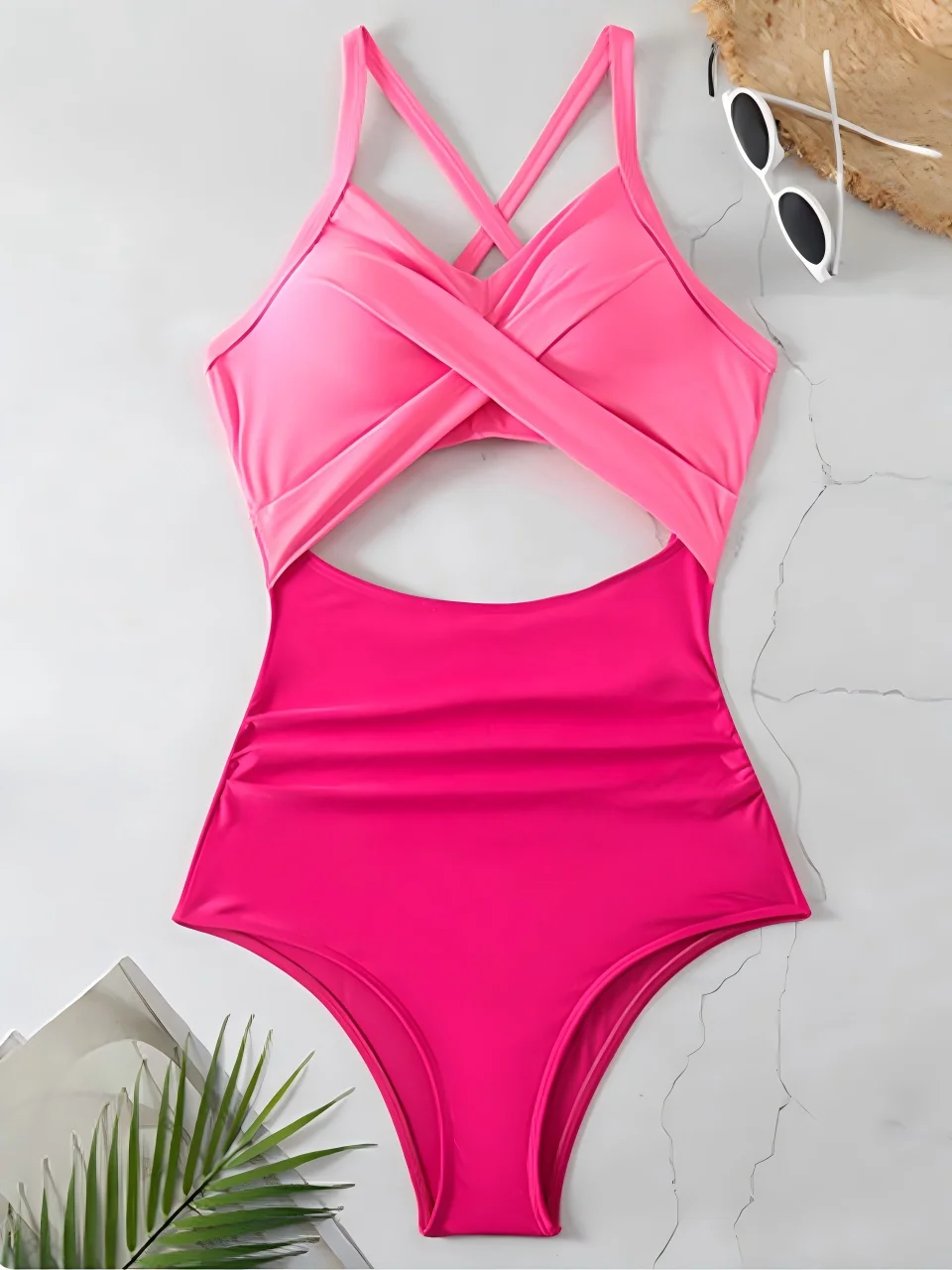 Elegant Ruched One-Piece Swimsuit for Women - Solid Summer Beachwear