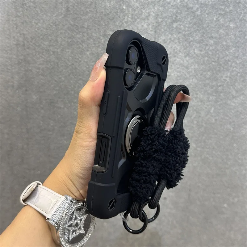 Versatile Ring Holder Heavy Duty Shockproof Case with Lanyard Chain Cover
