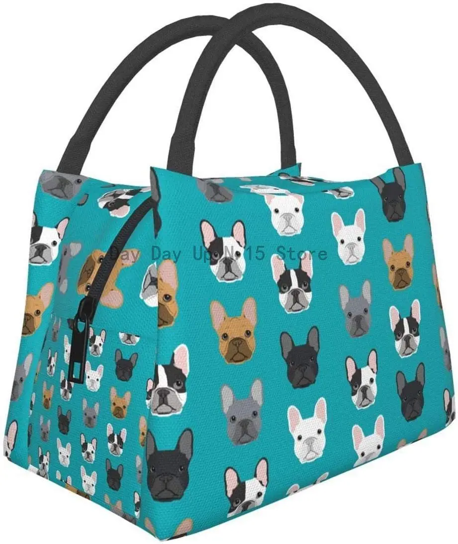 Portable Insulated Lunch Bag, French Bulldogs Waterproof Tote Bento Bag For Office School Hiking Beach Picnic Fishing