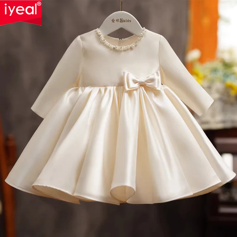 iyeal-baby-girl's-first-year-dress-2024-new-champagne-satin-princess-dress-girl's-birthday-party-dress