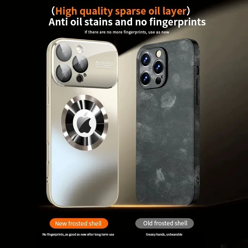 Luxury Titanium Matte Metallic Phone Case with Glass Lens Protection Cover