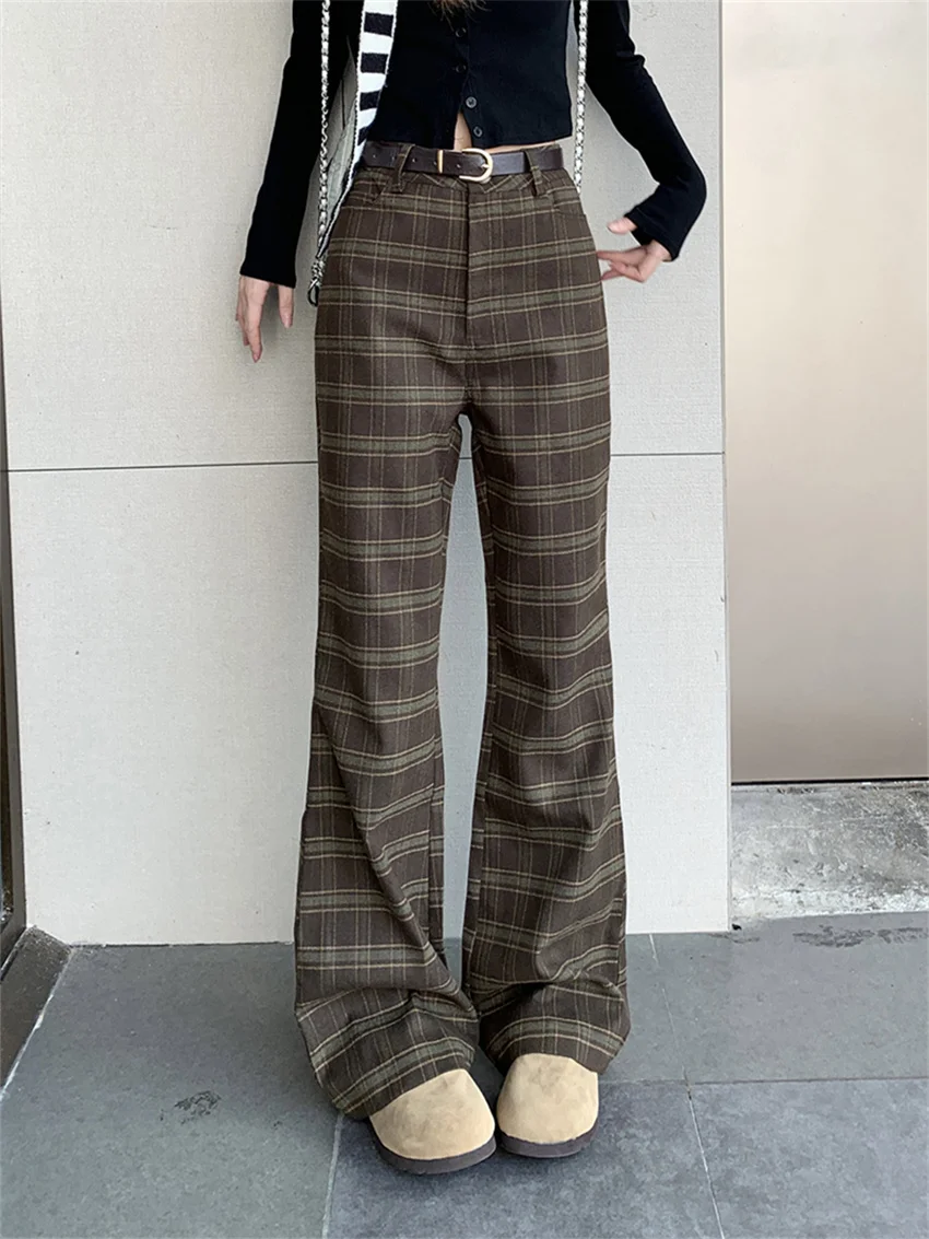 

Alien Kitty Chic Flare Trousers Women Chic New Casual Autumn Fashion 2023 Slim OL Loose Office Lady Daily Mujer Plaid Vintage