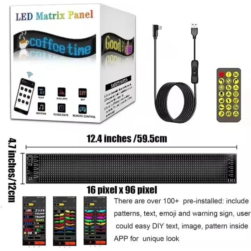 Car Devil Eyes Light Screen Mobile AAP Control RGB Magic Colors Devil Eyes LED Matrix Panel Flexible Car Window Light Accessorie
