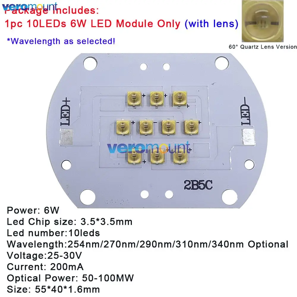High Power 6W 12W 15W 18W 22W Deep UVC UVB 254nm 270nm 290nm 310nm 340nm 10/20/2