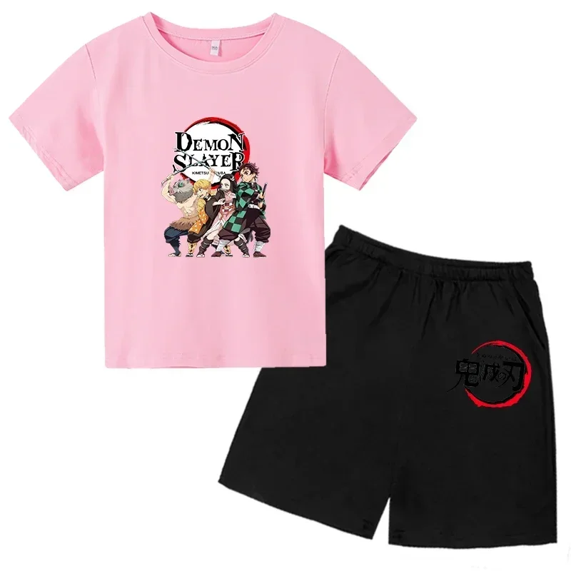 thumbnail image 1 of 2024 Verano Demon Slayer Camiseta estampada para niños 2 piezas Traje para niños y niñas Ropa de manga corta Top informal Conjunto de moda de anime, 1 of 4