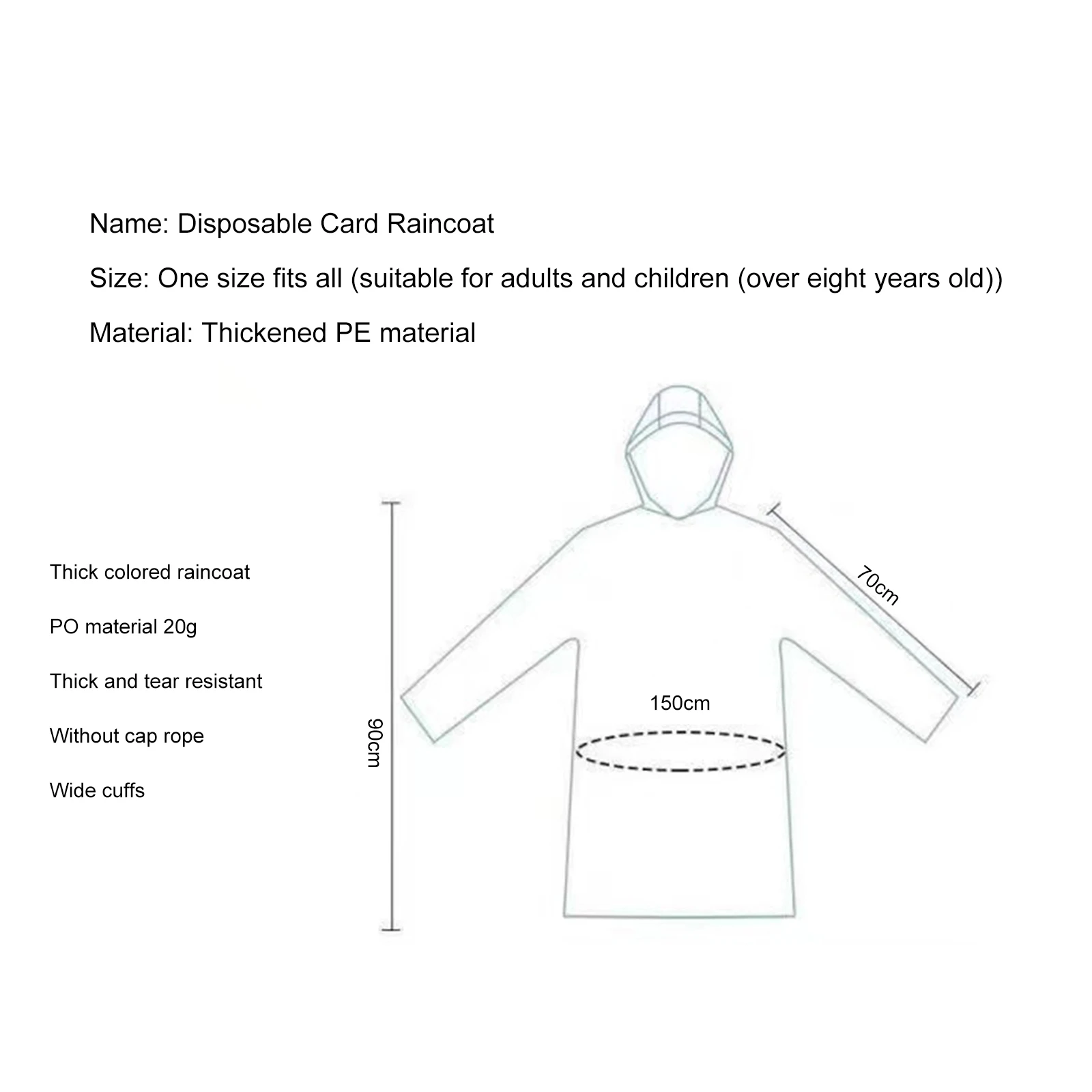 Disposable Poncho Waterproof Raincoat Hooded Raincoat Lengthened Waterproof Outdoor Travel Universal Poncho Rain