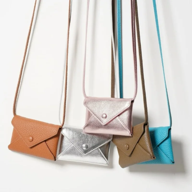 Mini Bag Necklace PU Leather Shoulder Bag Solid Color Waist Bag Coin Purse Crossbody Bag Multifunctional Storage Pouch 6Colors