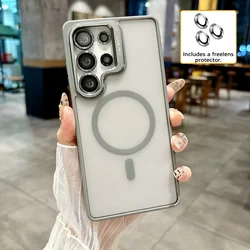 Luxury Magnetic Wireless Charging Lens Bracket Case with Magsafe Compatibility - Shockproof Cover - Galaxy S26+ (GRAY)