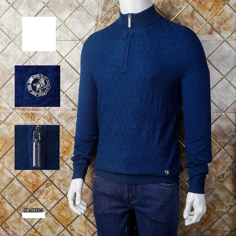 

Мужской кашемировый вязаный свитер с вышивкой, большого размера