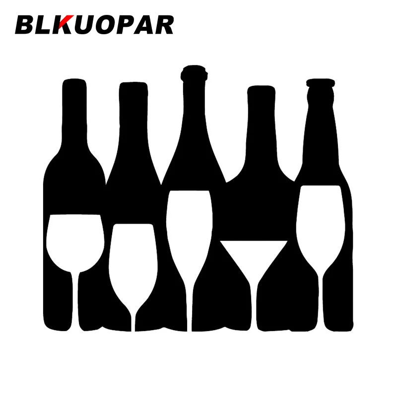 

BLKUOPAR Red Wine Goblet Bottle Pub Restaurant Car Stickers Waterproof Sunscreen Decal Bumper RV VAN Caravan Car Accessories