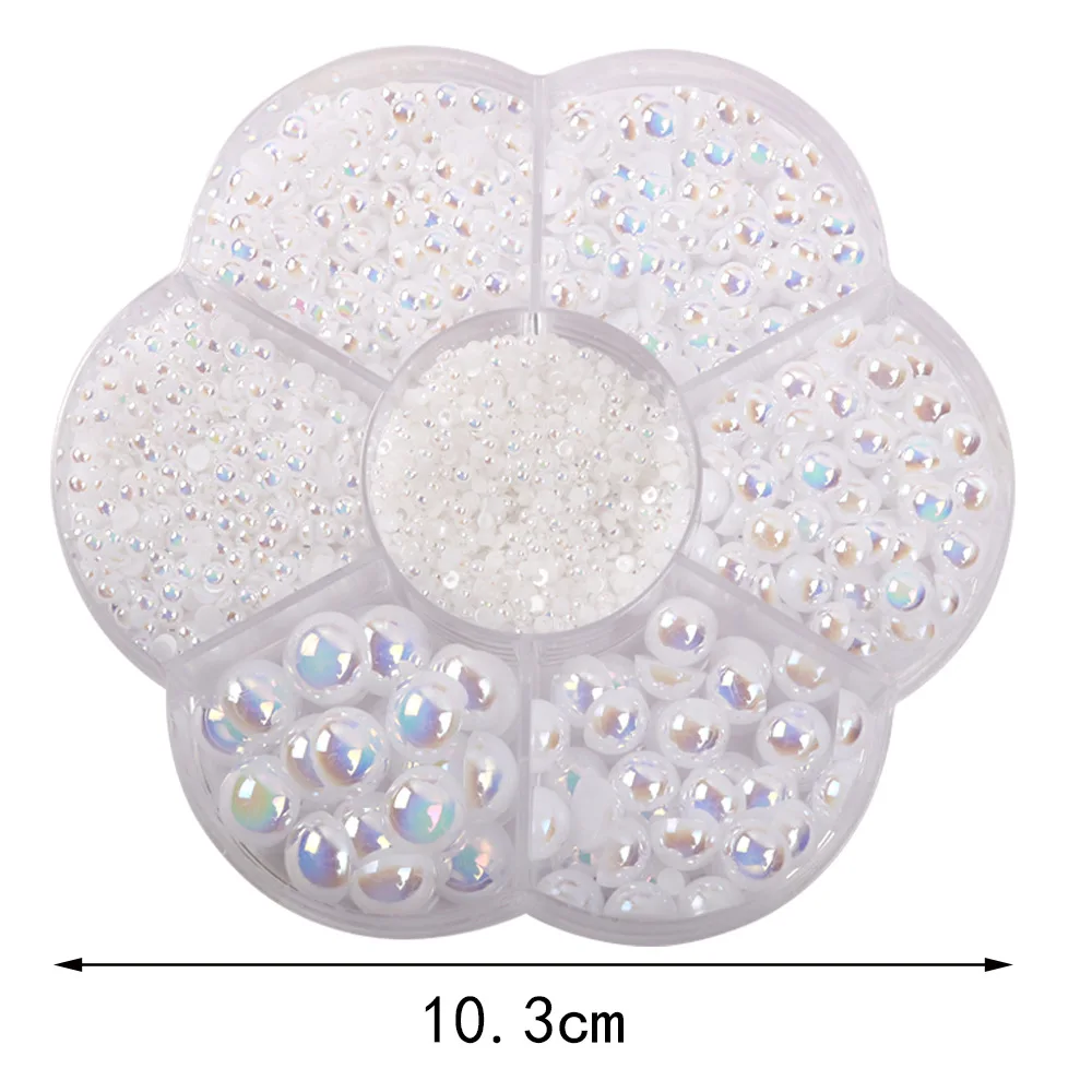 Mix Size Half Round Pearl Box Set AB Color Imitation Beads For Jewelry Bracelet Necklace Making DIY Sewing 2800pcs