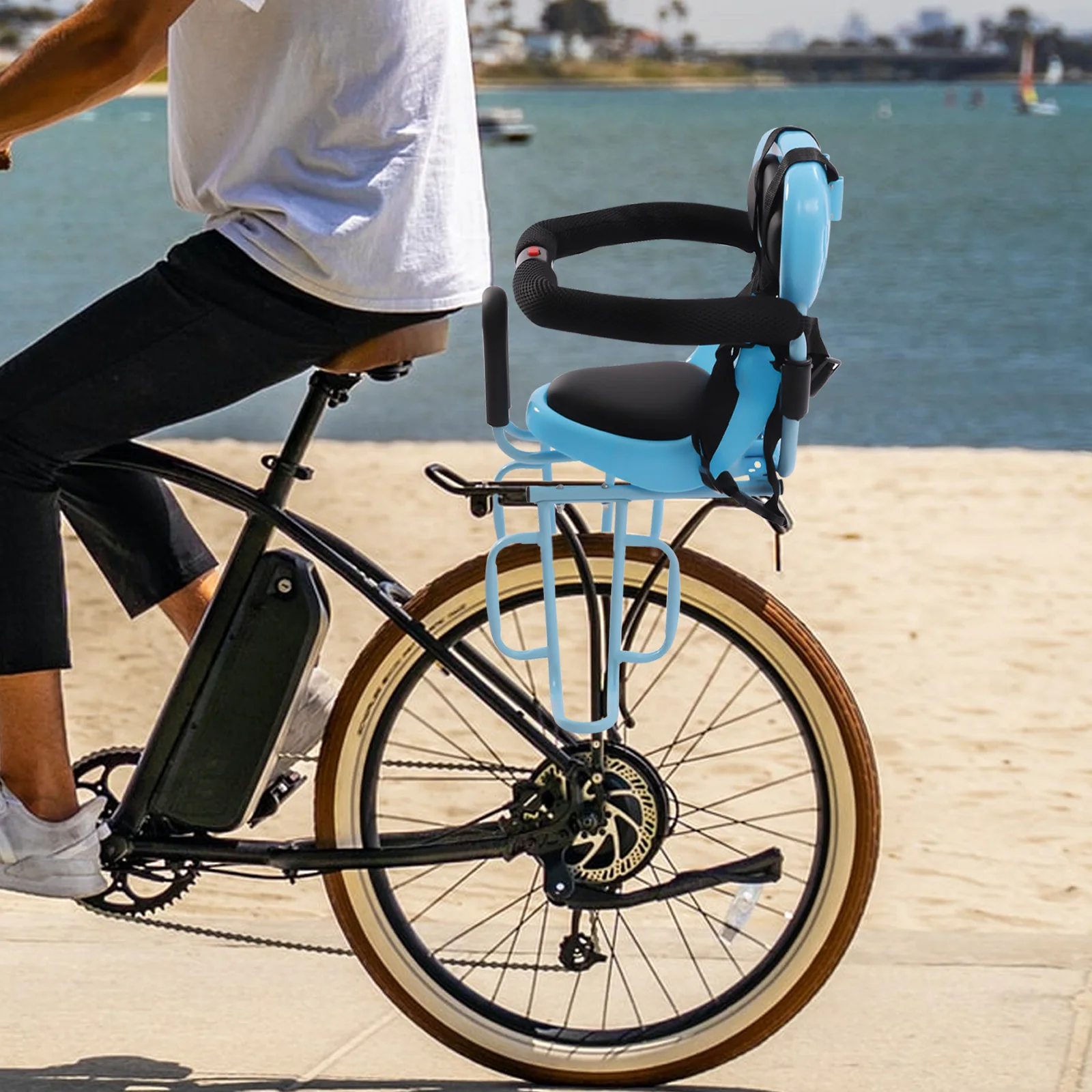 Rear Child Bike Seat Suitable for Children Rear Kids Bicycle Saddle Seat Attachment for Adult Bike with Seat Cushion Red/Blue